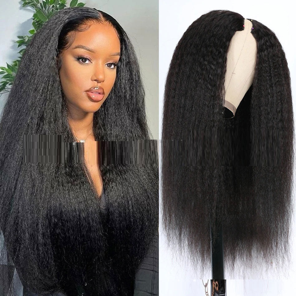 Lace-Free Yaki Straight Pure Human Hair Wig