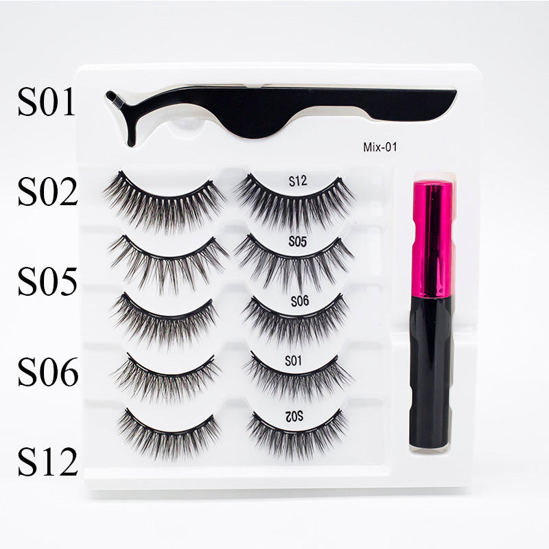 Five Pairs Of Thick Magnetic False Eyelashes Set