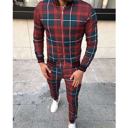 Men's Patchwork Grid Tracksuit