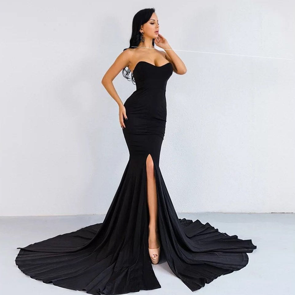 Sexy Wrapped Chest Asymmetric Maxi Dress Party Dress