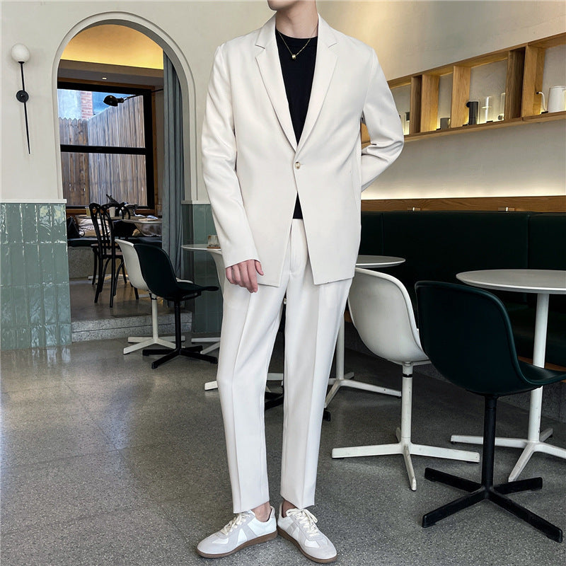 White Rascal Casual Suit Men''S Trend Loose Light Mature Suit Men''S Net Infrared Set Summer Thin