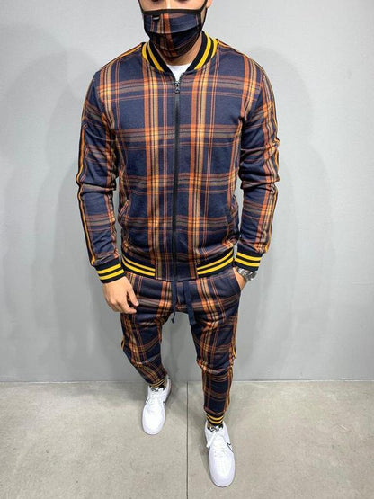 Men's Patchwork Grid Tracksuit