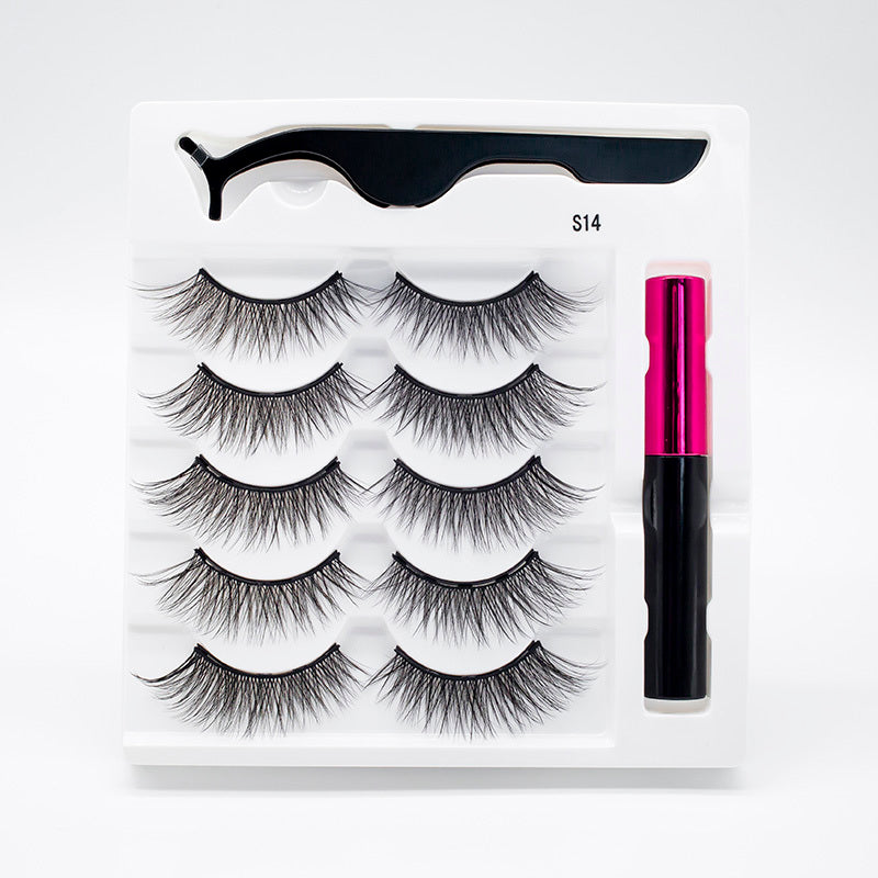 Five Pairs Of Thick Magnetic False Eyelashes Set