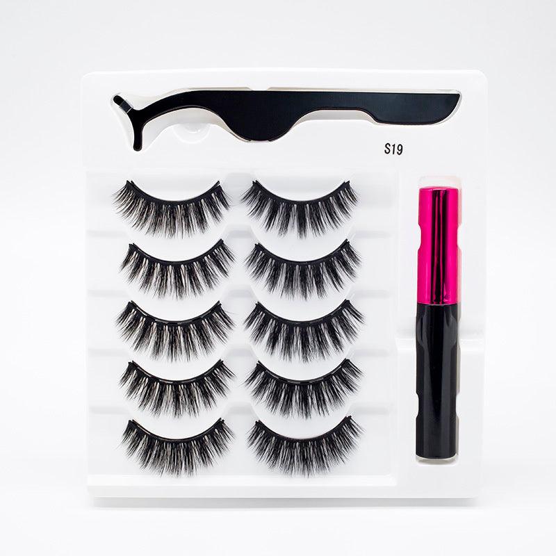 Five Pairs Of Thick Magnetic False Eyelashes Set