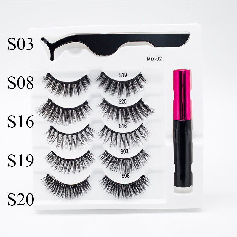 Five Pairs Of Thick Magnetic False Eyelashes Set