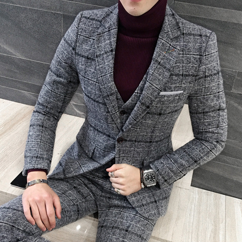 Thick Slim Fit Plaid Suits