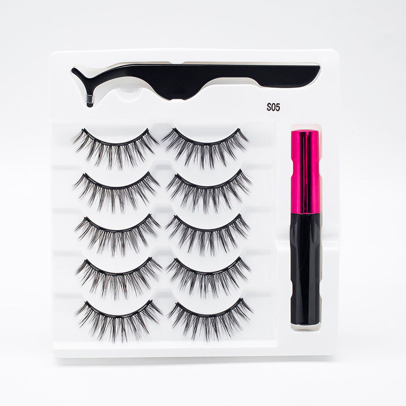 Five Pairs Of Thick Magnetic False Eyelashes Set