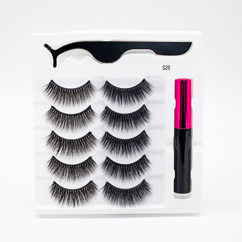 Five Pairs Of Thick Magnetic False Eyelashes Set