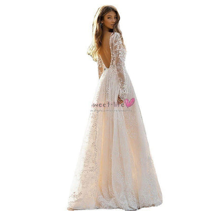 Lace Long Sleeve Women's Wedding Dress