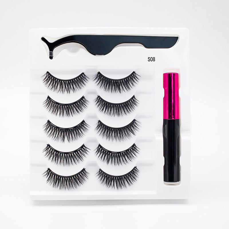 Five Pairs Of Thick Magnetic False Eyelashes Set