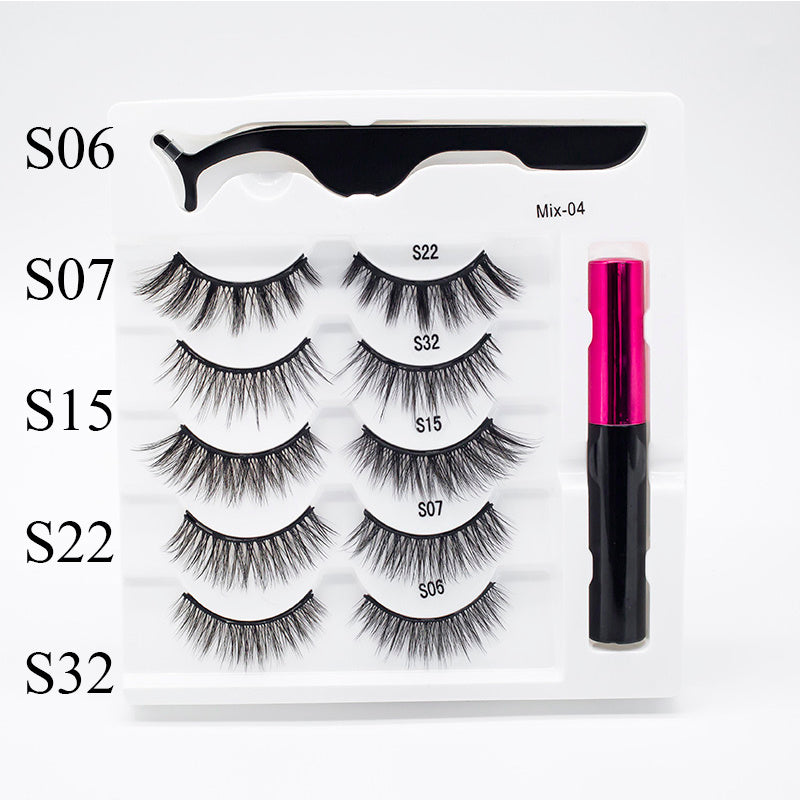 Five Pairs Of Thick Magnetic False Eyelashes Set