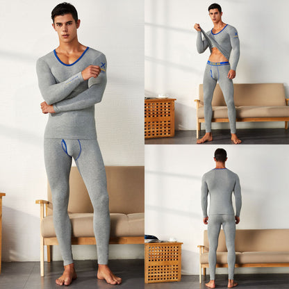 Men's Pure Cotton Thermal Underwear Suit Basic Long Johns