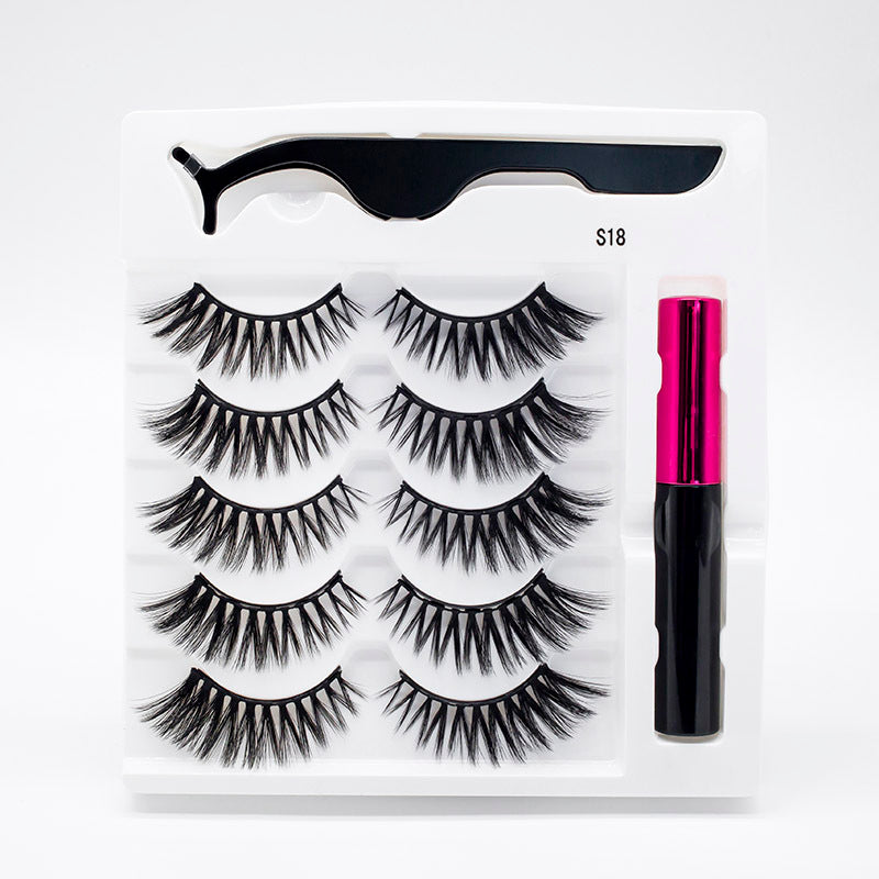 Five Pairs Of Thick Magnetic False Eyelashes Set