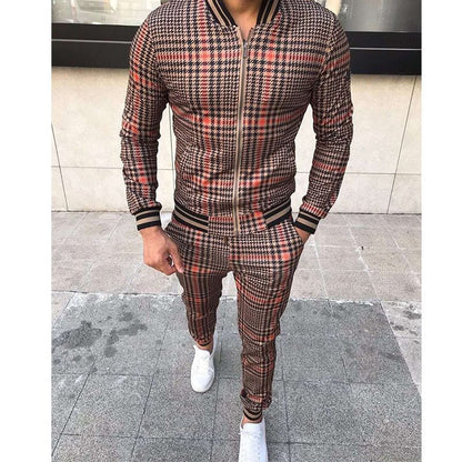 Men's Patchwork Grid Tracksuit