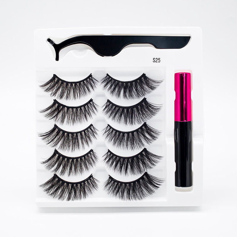 Five Pairs Of Thick Magnetic False Eyelashes Set