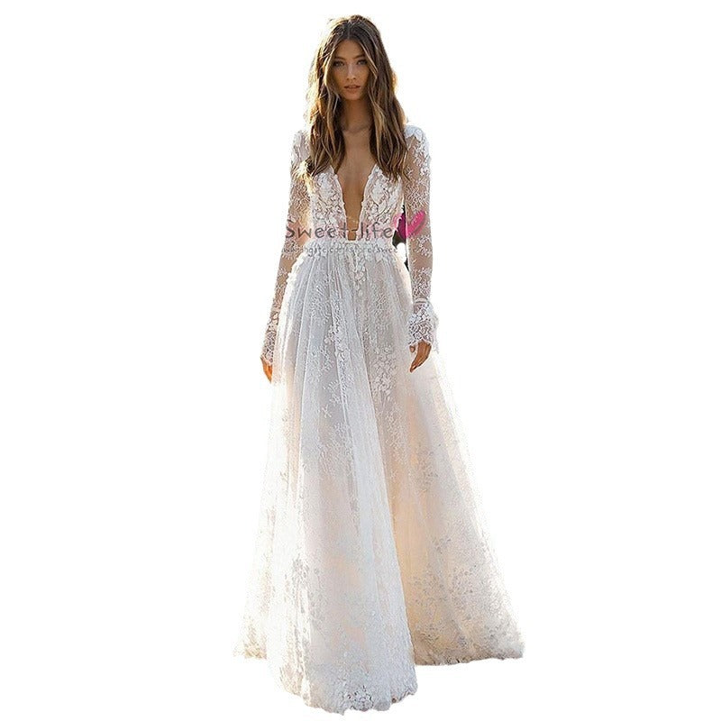 Lace Long Sleeve Women's Wedding Dress