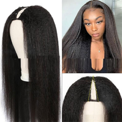 Lace-Free Yaki Straight Pure Human Hair Wig