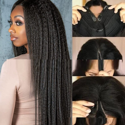 Lace-Free Yaki Straight Pure Human Hair Wig