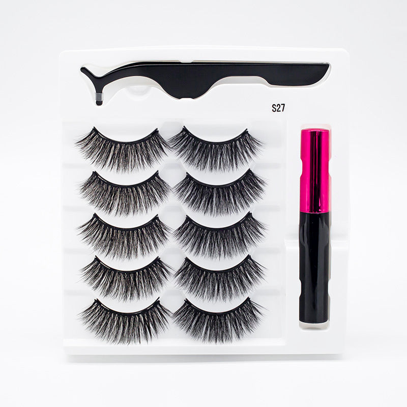 Five Pairs Of Thick Magnetic False Eyelashes Set