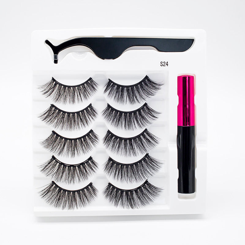 Five Pairs Of Thick Magnetic False Eyelashes Set