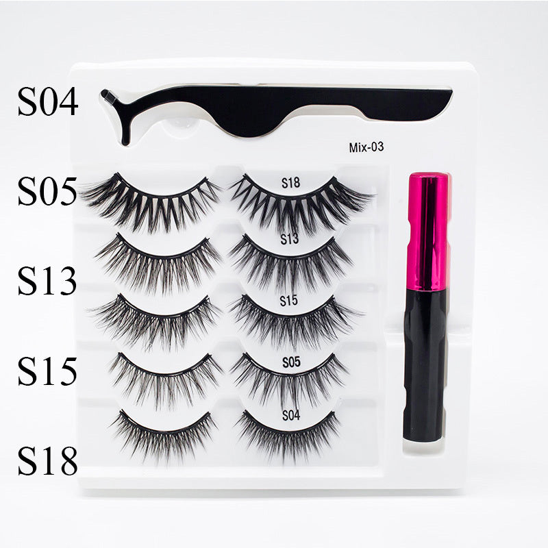 Five Pairs Of Thick Magnetic False Eyelashes Set