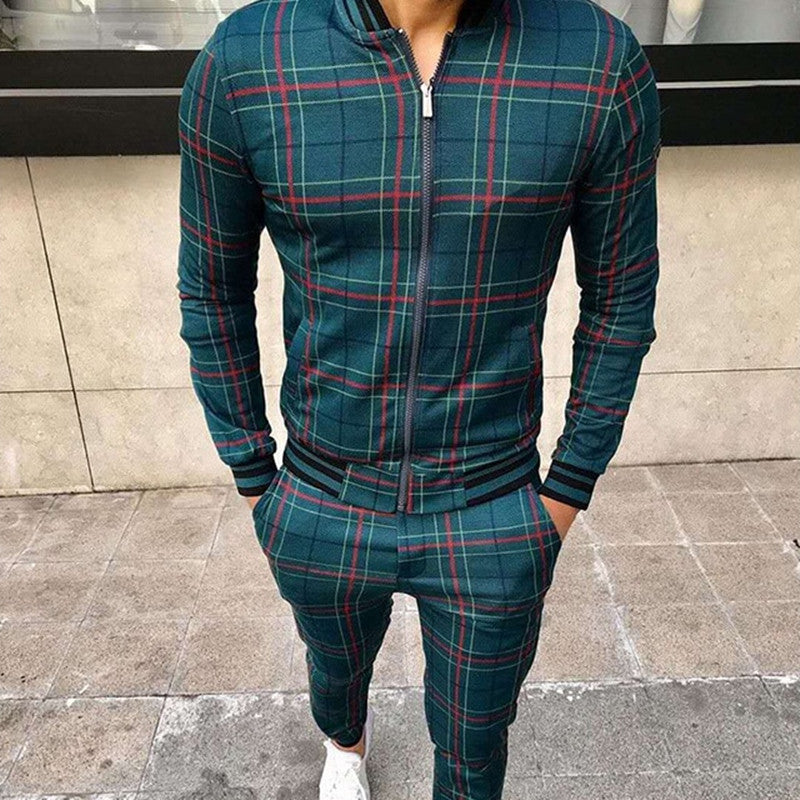 Men's Patchwork Grid Tracksuit