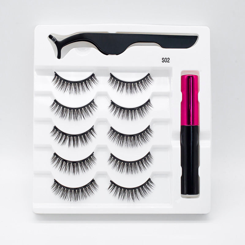 Five Pairs Of Thick Magnetic False Eyelashes Set