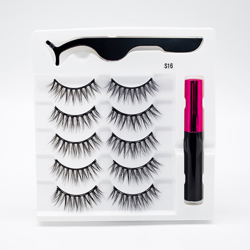 Five Pairs Of Thick Magnetic False Eyelashes Set