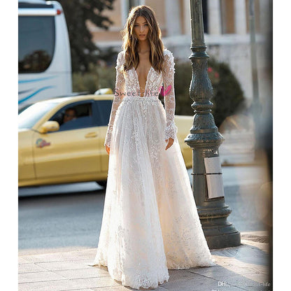 Lace Long Sleeve Women's Wedding Dress