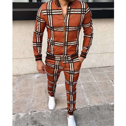 Men's Patchwork Grid Tracksuit