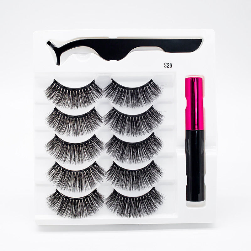 Five Pairs Of Thick Magnetic False Eyelashes Set