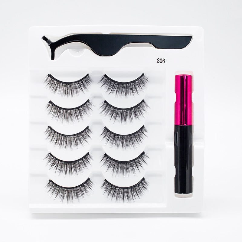 Five Pairs Of Thick Magnetic False Eyelashes Set