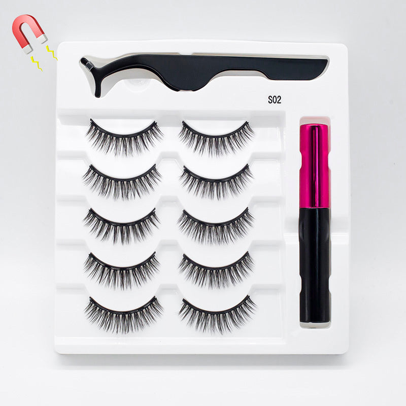 Five Pairs Of Thick Magnetic False Eyelashes Set