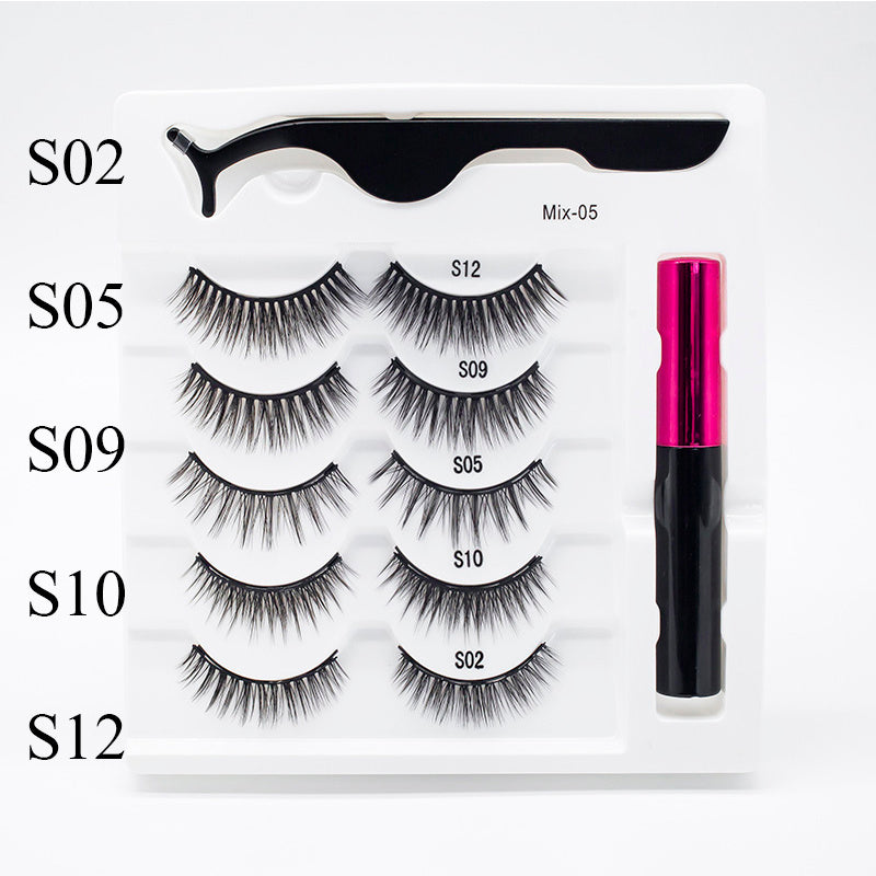 Five Pairs Of Thick Magnetic False Eyelashes Set