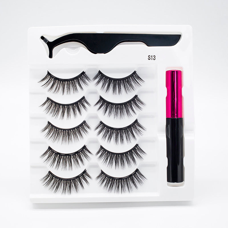 Five Pairs Of Thick Magnetic False Eyelashes Set