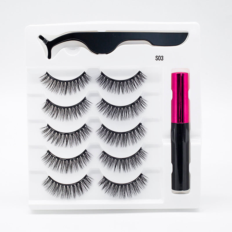 Five Pairs Of Thick Magnetic False Eyelashes Set