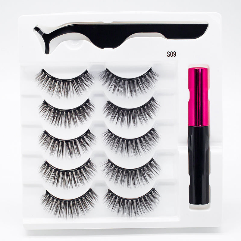 Five Pairs Of Thick Magnetic False Eyelashes Set