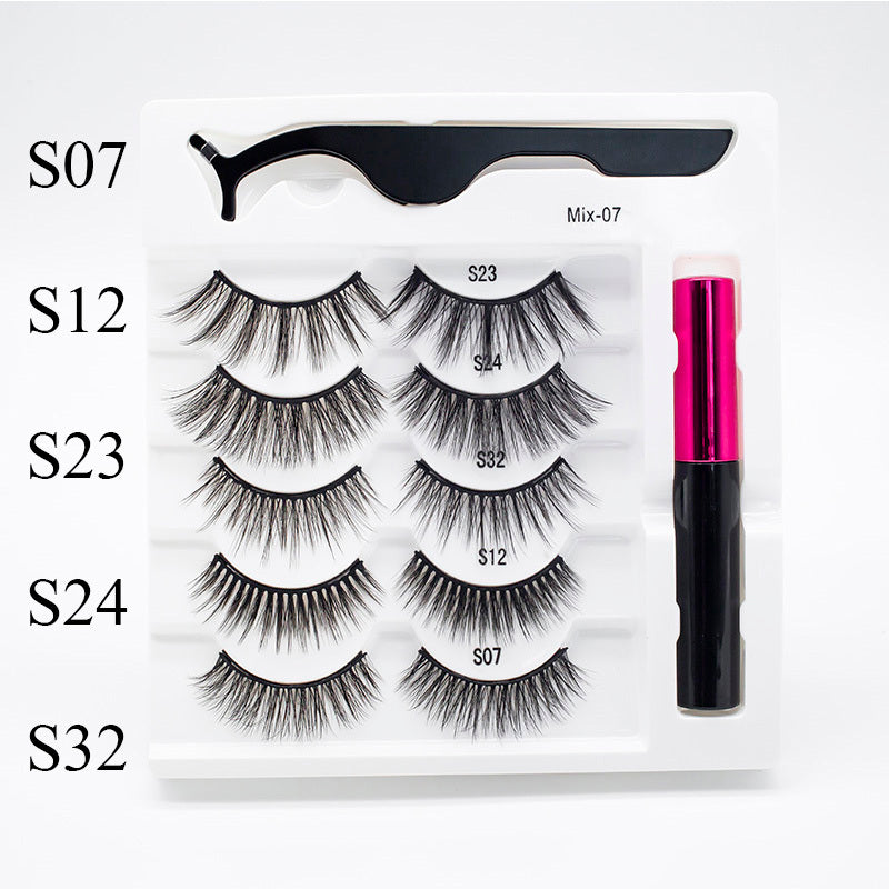 Five Pairs Of Thick Magnetic False Eyelashes Set