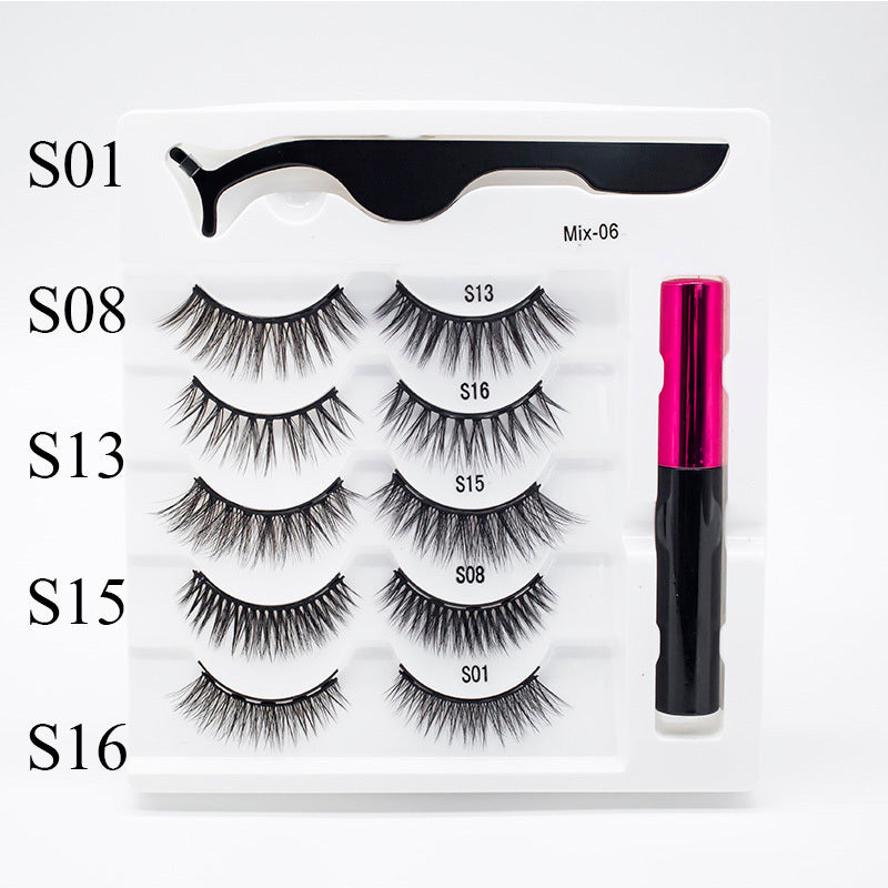 Five Pairs Of Thick Magnetic False Eyelashes Set