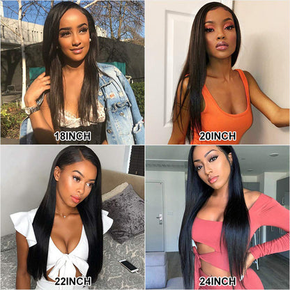 Women's Simple Human Hair Straight Wig