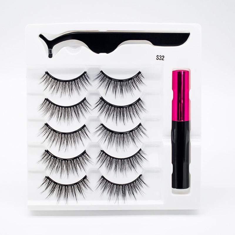 Five Pairs Of Thick Magnetic False Eyelashes Set