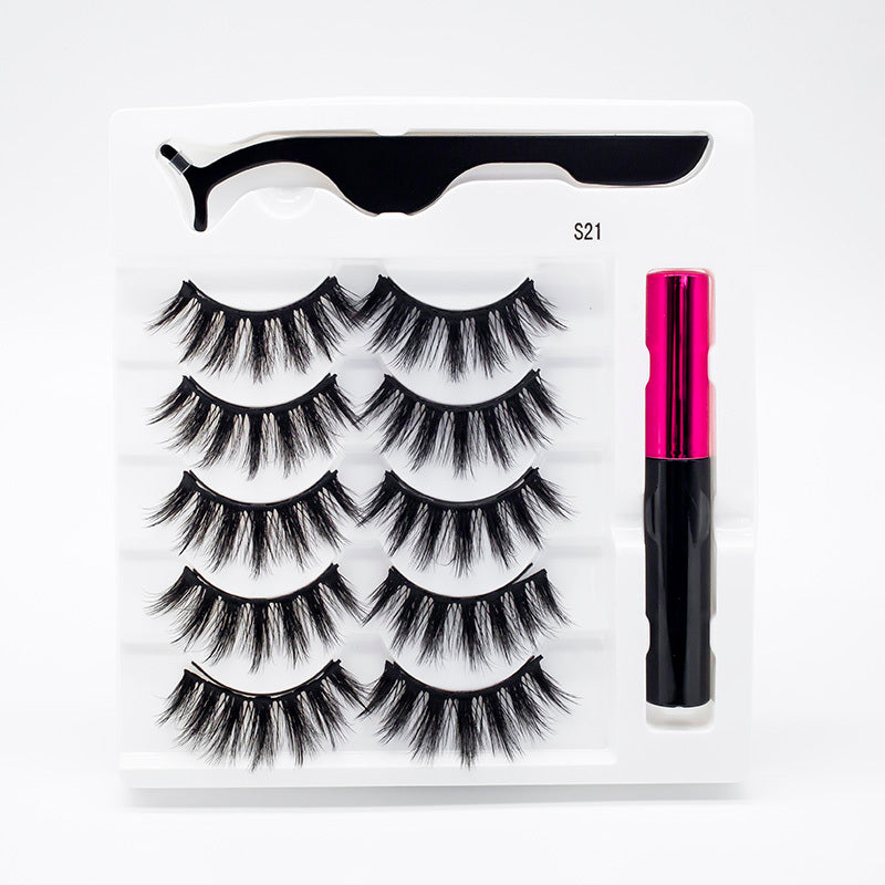 Five Pairs Of Thick Magnetic False Eyelashes Set